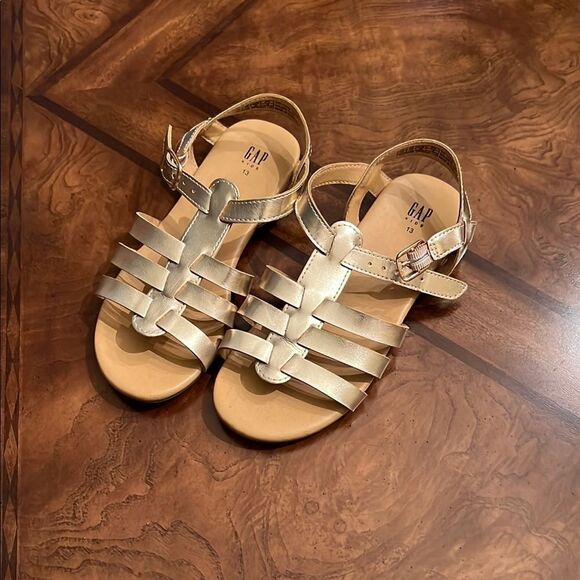 GAP Girls Gold Gladiator Sandals with Ankle Strap - Picture 1 of 3